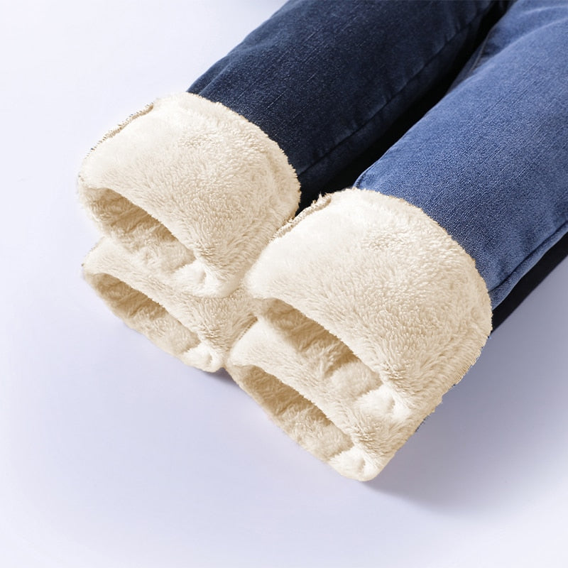Winter Thick Velvet Women High Waist Skinny Jeans Warm Slim Fit Pants-Skinny Jeans-Arimonz-Arimonz