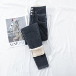 Winter Thick Velvet Women High Waist Skinny Jeans Warm Slim Fit Pants-Skinny Jeans-Arimonz-Blue Gray Three Buttons-25-Arimonz