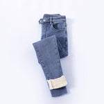 Winter Thick Velvet Women High Waist Skinny Jeans Warm Slim Fit Pants-Skinny Jeans-Arimonz-Vintage Blue Two Buttons-25-Arimonz