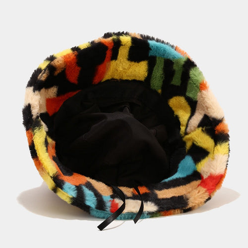 Winter Warm Hip Hop Bucket Hat Women Colorful Printing Streetwear Top-Bucket Hats-Arimonz-Arimonz