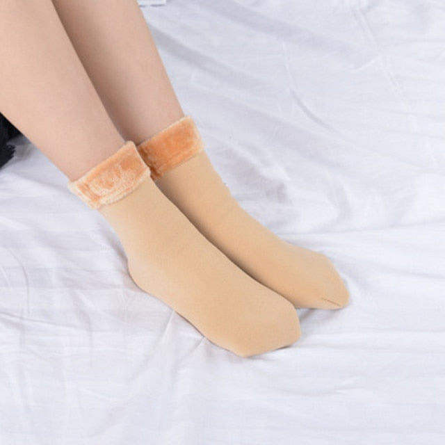 Winter Warm Thicken Thermal Socks Wool Cashmere Snow Black Skin Sock-Socks & Tights-Arimonz-Beige-Arimonz