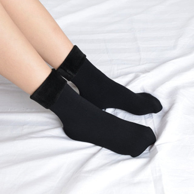 Winter Warm Thicken Thermal Socks Wool Cashmere Snow Black Skin Sock-Socks & Tights-Arimonz-Black-Arimonz
