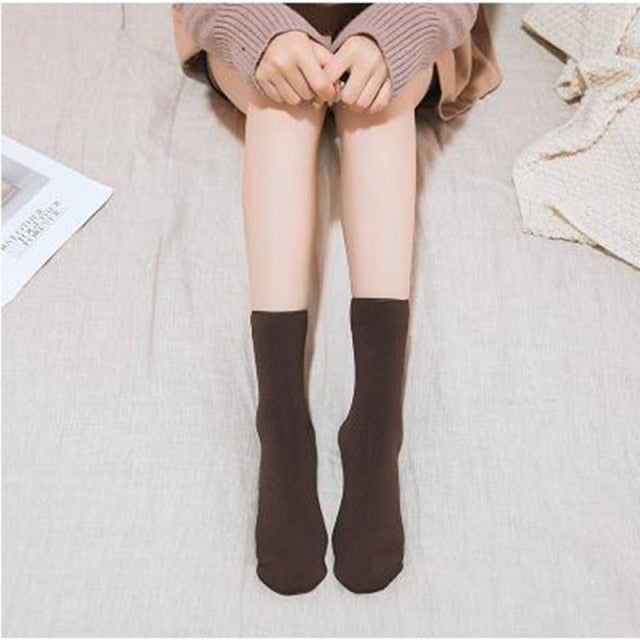 Winter Warm Thicken Thermal Socks Wool Cashmere Snow Black Skin Sock-Socks & Tights-Arimonz-Brown-Arimonz