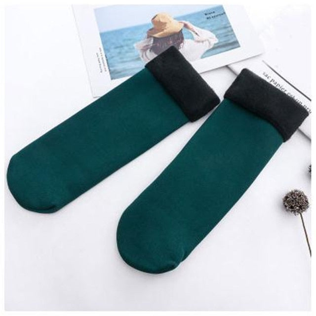 Winter Warm Thicken Thermal Socks Wool Cashmere Snow Black Skin Sock-Socks & Tights-Arimonz-Green-Arimonz
