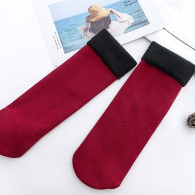 Winter Warm Thicken Thermal Socks Wool Cashmere Snow Black Skin Sock-Socks & Tights-Arimonz-Red-Arimonz