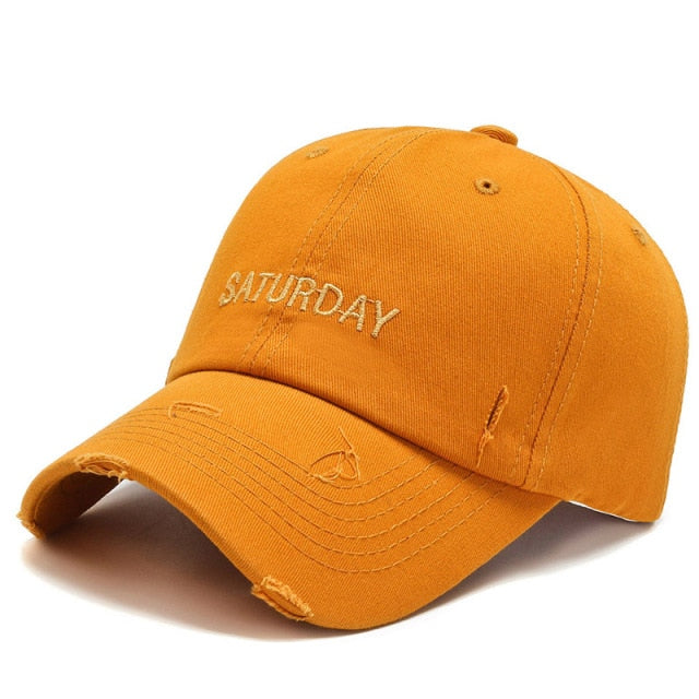 Winter Women Men Caps Yellow Purple Worn Hole Hip Hop Baseball Cap-Women's Caps-Arimonz-Orange Baseball Cap-Arimonz
