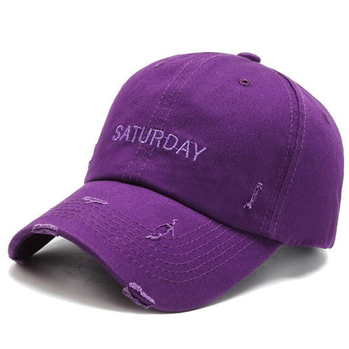 Winter Women Men Caps Yellow Purple Worn Hole Hip Hop Baseball Cap-Women's Caps-Arimonz-Purple Baseball Cap-Arimonz