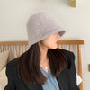 Winter Women Solid Color Fur Hat Bucket Cap Fisherman Hat Bucket Hat-Bucket Hats-Arimonz-Arimonz