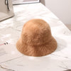 Winter Women Solid Color Fur Hat Bucket Cap Fisherman Hat Bucket Hat-Bucket Hats-Arimonz-Arimonz