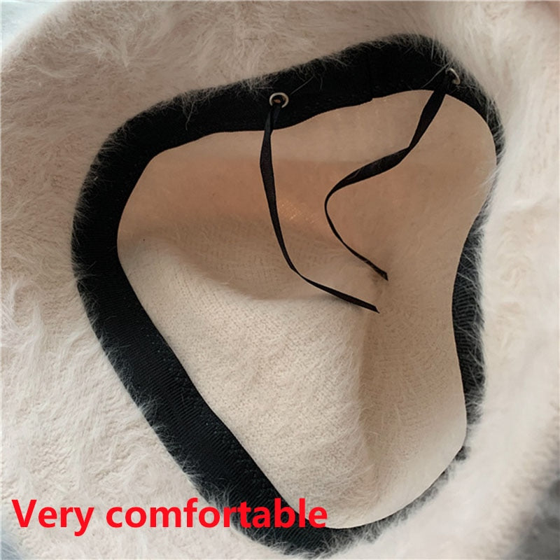 Winter Women Solid Color Fur Hat Bucket Cap Fisherman Hat Bucket Hat-Bucket Hats-Arimonz-Arimonz