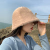 Winter Women Solid Color Fur Hat Bucket Cap Fisherman Hat Bucket Hat-Bucket Hats-Arimonz-Arimonz