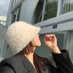 Winter Women Solid Color Fur Hat Bucket Cap Fisherman Hat Bucket Hat-Bucket Hats-Arimonz-A-Beige-Arimonz