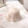 Winter Women Solid Color Fur Hat Bucket Cap Fisherman Hat Bucket Hat-Bucket Hats-Arimonz-B-Beige-Arimonz