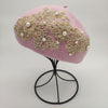 Winter Wool Beret With Lace And Pearls Female Wool Cap-Winter Hats-Arimonz-light pink-Arimonz