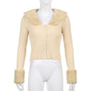 Woman Cardigan Sweaters With Fur Trim Collar Women Cropped Sweater-Fuzzy Jackets-Arimonz-Arimonz