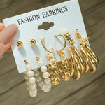 Woman Earrings Set Gold Color Metal Earrings For Women Hoop Earrings-Drop Earrings-Arimonz-Arimonz