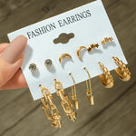 Woman Earrings Set Gold Color Metal Earrings For Women Hoop Earrings-Drop Earrings-Arimonz-Arimonz