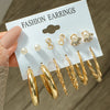 Woman Earrings Set Gold Color Metal Earrings For Women Hoop Earrings-Drop Earrings-Arimonz-Arimonz
