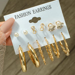 Woman Earrings Set Gold Color Metal Earrings For Women Hoop Earrings-Drop Earrings-Arimonz-Arimonz
