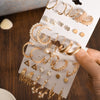 Woman Earrings Set Gold Color Metal Earrings For Women Hoop Earrings-Drop Earrings-Arimonz-Arimonz