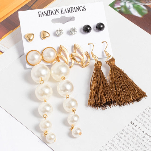 Woman Earrings Set Gold Color Metal Earrings For Women Hoop Earrings-Drop Earrings-Arimonz-Gold Set 301-Arimonz