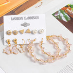 Woman Earrings Set Gold Color Metal Earrings For Women Hoop Earrings-Drop Earrings-Arimonz-Gold Set 709-Arimonz