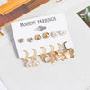 Woman Earrings Set Gold Color Metal Earrings For Women Hoop Earrings-Drop Earrings-Arimonz-Gold Set 792-Arimonz