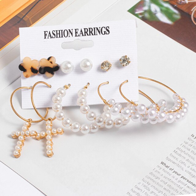 Woman Earrings Set Gold Color Metal Earrings For Women Hoop Earrings-Drop Earrings-Arimonz-Gold Set 799-Arimonz