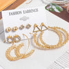 Woman Earrings Set Gold Color Metal Earrings For Women Hoop Earrings-Drop Earrings-Arimonz-Gold Set 800-Arimonz