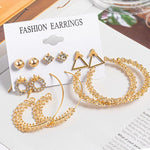 Woman Earrings Set Gold Color Metal Earrings For Women Hoop Earrings-Drop Earrings-Arimonz-Gold Set 800-Arimonz