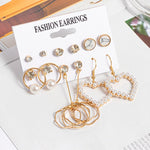 Woman Earrings Set Gold Color Metal Earrings For Women Hoop Earrings-Drop Earrings-Arimonz-Gold Set 801-Arimonz