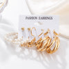 Woman Earrings Set Gold Color Metal Earrings For Women Hoop Earrings-Drop Earrings-Arimonz-Gold Set 941-Arimonz