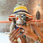 Woman Sun Straw Handmade Rainbow Striped Crochet Beach Bucket Hat-Summer Hats-Arimonz-Arimonz