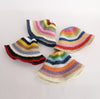 Woman Sun Straw Handmade Rainbow Striped Crochet Beach Bucket Hat-Summer Hats-Arimonz-Arimonz