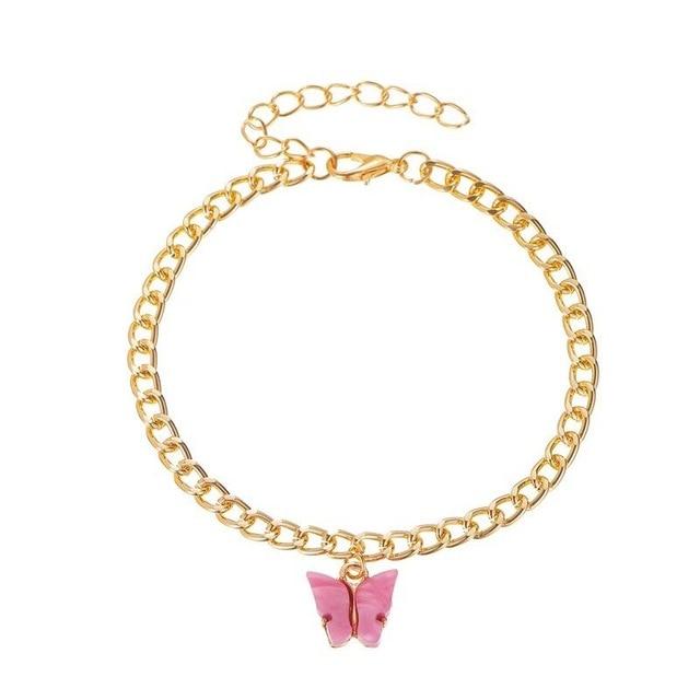 Women Anklet Fashion Butterfly Decor Ankle Charm Bracelet Beach Anklet Ankle Chain Jewelry-Anklets-Arimonz-Pink-Arimonz