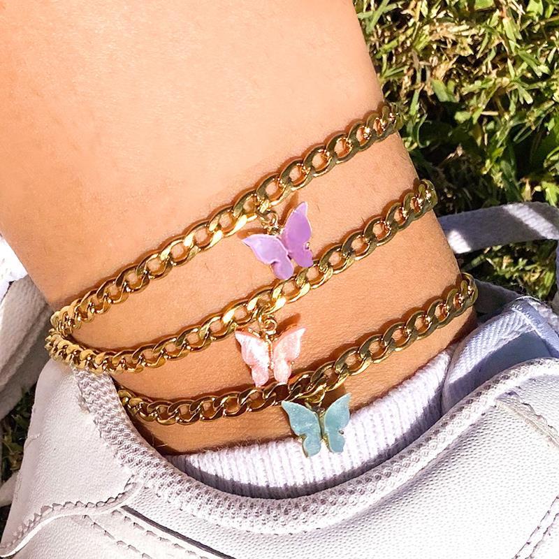 Women Anklet Fashion Butterfly Decor Ankle Charm Bracelet Beach Anklet Ankle Chain Jewelry-Anklets-Arimonz-Arimonz