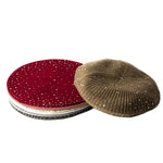 Women Autumn Winter Beret Hat Female Knitted Casual Rhinestone Cap-Winter Hats-Arimonz-Arimonz