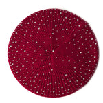 Women Autumn Winter Beret Hat Female Knitted Casual Rhinestone Cap-Winter Hats-Arimonz-Wine Red-Arimonz