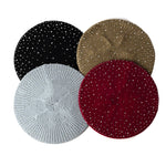 Women Autumn Winter Beret Hat Female Knitted Casual Rhinestone Cap-Winter Hats-Arimonz-Arimonz