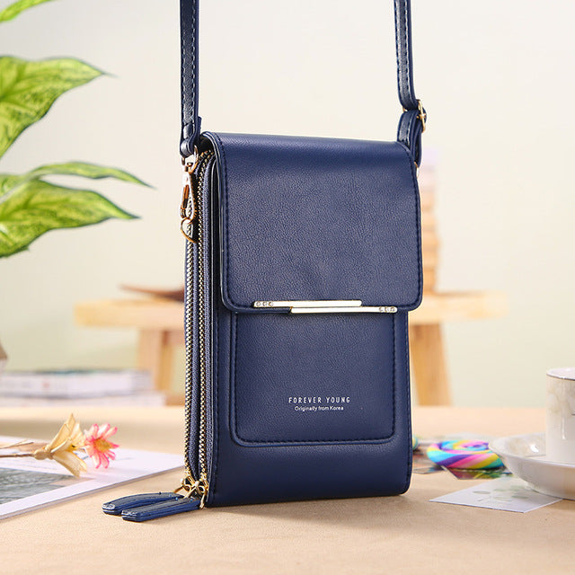 Women Bags Wallet Touch Screen Phone Crossbody Shoulder Strap Handbag-Handbags-Arimonz-Blue-Arimonz