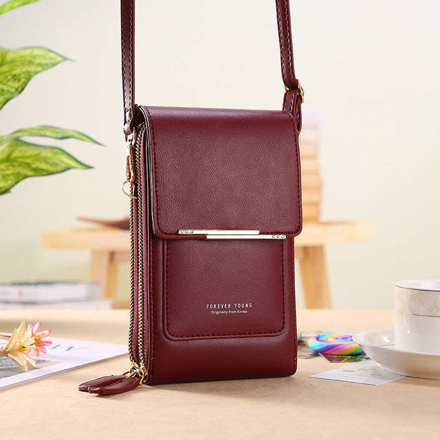 Women Bags Wallet Touch Screen Phone Crossbody Shoulder Strap Handbag-Handbags-Arimonz-Red-Arimonz