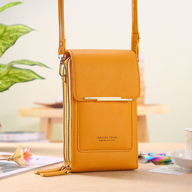 Women Bags Wallet Touch Screen Phone Crossbody Shoulder Strap Handbag-Handbags-Arimonz-Yellow-Arimonz