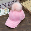 Women Baseball Cap Winter Corduroy Suede Baseball Hat With Pompom-Winter Hats-Arimonz-Arimonz