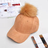 Women Baseball Cap Winter Corduroy Suede Baseball Hat With Pompom-Winter Hats-Arimonz-Brown-Arimonz