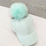 Women Baseball Cap Winter Corduroy Suede Baseball Hat With Pompom-Winter Hats-Arimonz-Green-Arimonz