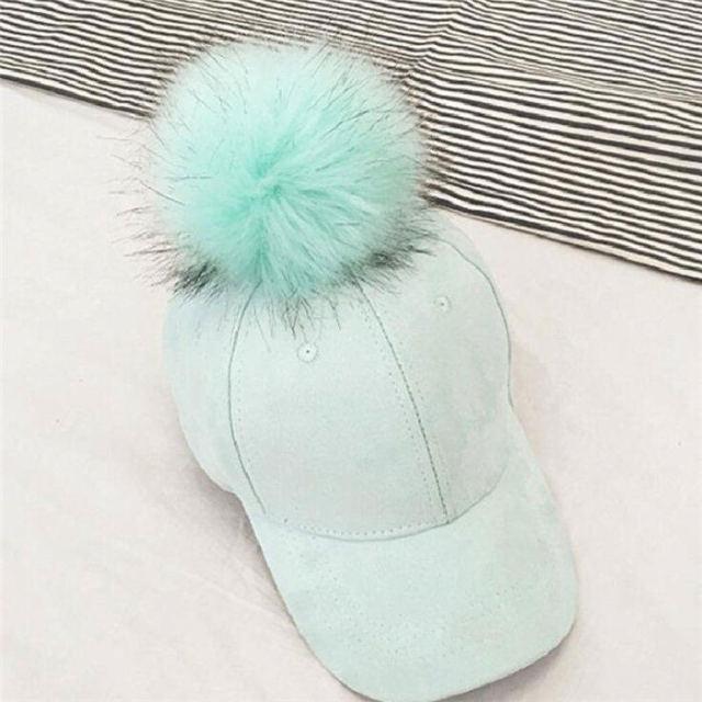 Women Baseball Cap Winter Corduroy Suede Baseball Hat With Pompom-Winter Hats-Arimonz-Green-Arimonz