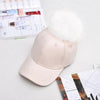 Women Baseball Cap Winter Corduroy Suede Baseball Hat With Pompom-Winter Hats-Arimonz-Peach-Arimonz