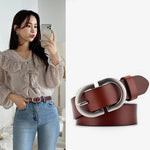 Women Belt Female Latest Needle Free Metal Round Buckle Belt Jeans-Belts-Arimonz-Arimonz