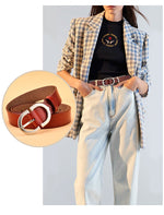 Women Belt Female Latest Needle Free Metal Round Buckle Belt Jeans-Belts-Arimonz-Arimonz