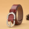 Women Belt Female Latest Needle Free Metal Round Buckle Belt Jeans-Belts-Arimonz-Red-95cm/37inches-Arimonz